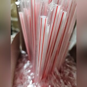 ​500 Count SO-NAP 7.75" Jumbo Straws - Individually Wrapped - Red/White Striped